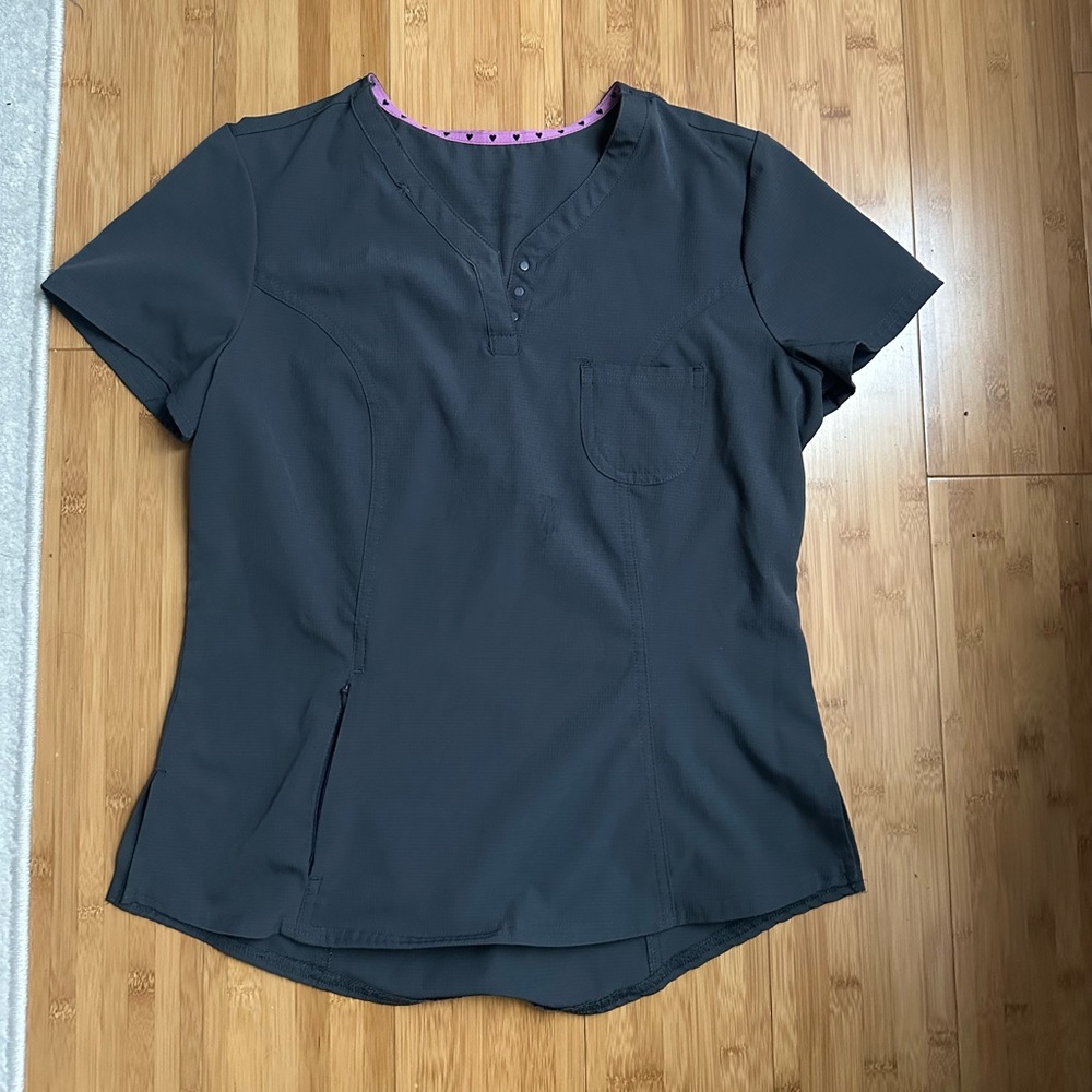 Heart Soul Charcoal Blouse with Pink Accents